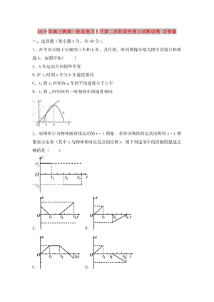 2019年高三物理一轮总复习8月第二次阶段性复习诊断试卷 含答案.doc