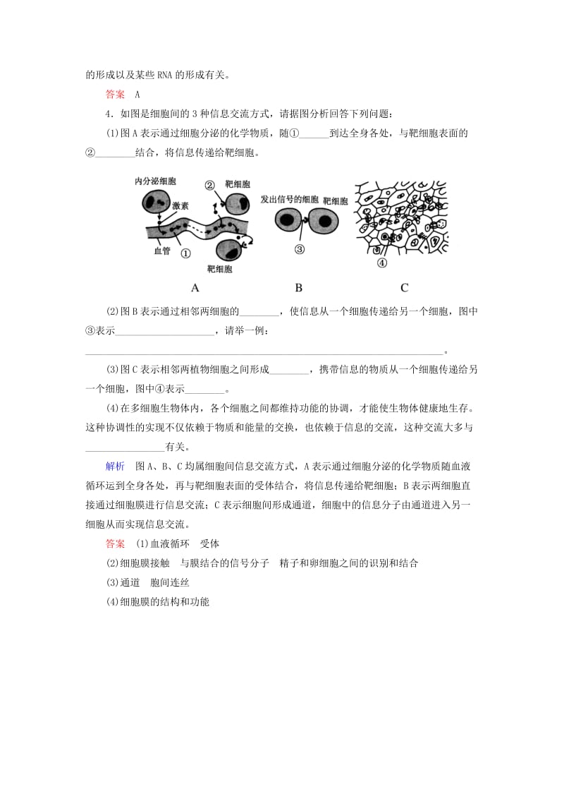 2019-2020年高考生物总复习 2.5细胞膜-系统的边界 细胞核-系统的控制中心双基考题 新人教版必修1.doc_第3页