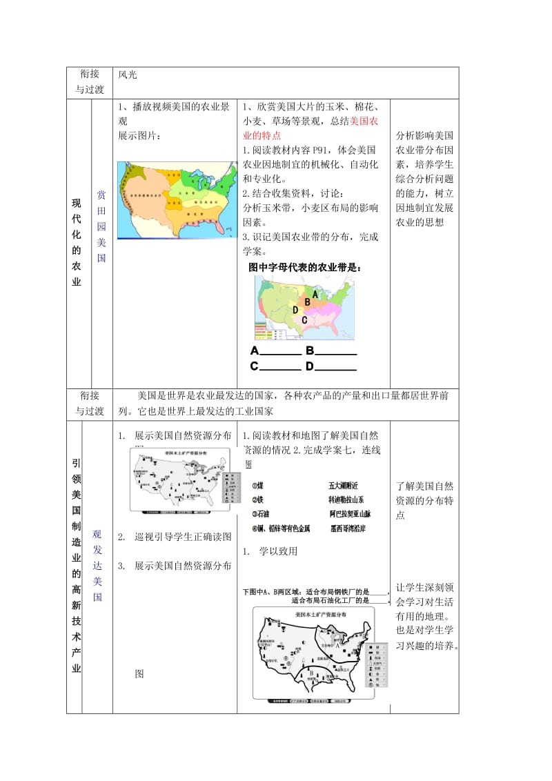 2019-2020年七年级地理下册 8.6 美国教案 商务星球版.doc_第3页