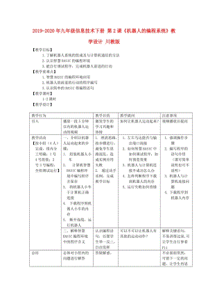 2019-2020年九年級(jí)信息技術(shù)下冊(cè) 第2課《機(jī)器人的編程系統(tǒng)》教學(xué)設(shè)計(jì) 川教版.doc