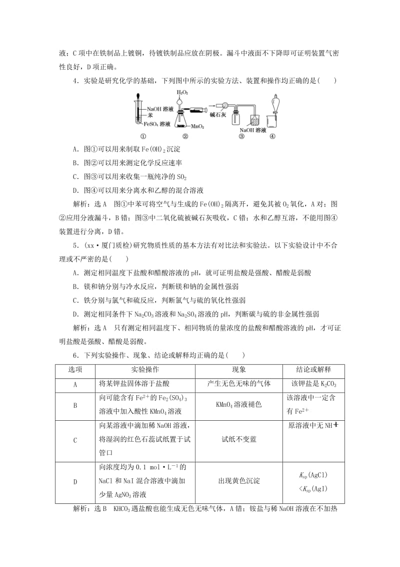 2019年高考化学一轮总复习 第十章 化学实验基础章末验收评估.doc_第2页