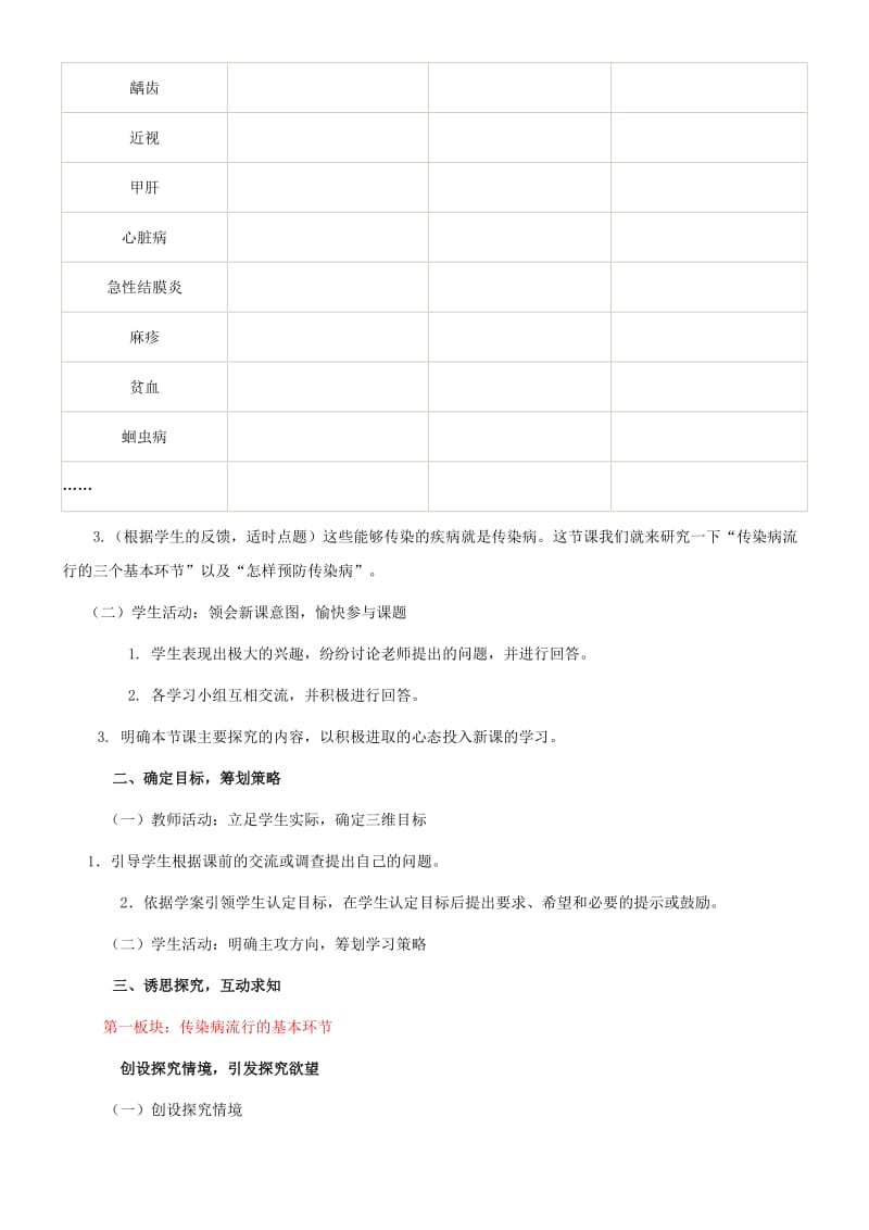 2019-2020年七年级生物上册 第三单元 第六章 第二节 传染病及其预防教案 济南版.doc_第2页