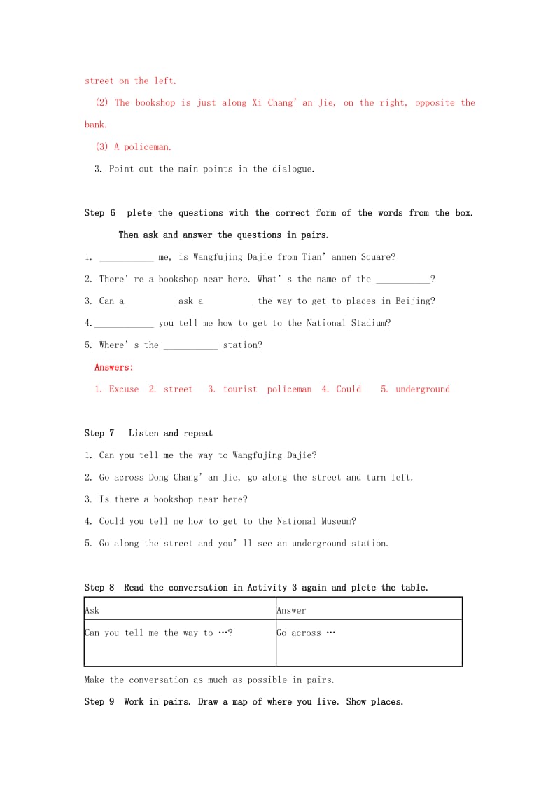 2019-2020年七年级英语下册Module6Unit1CouldyoutellmehowtogettotheNationalStadium教案（新版）外研版.doc_第3页