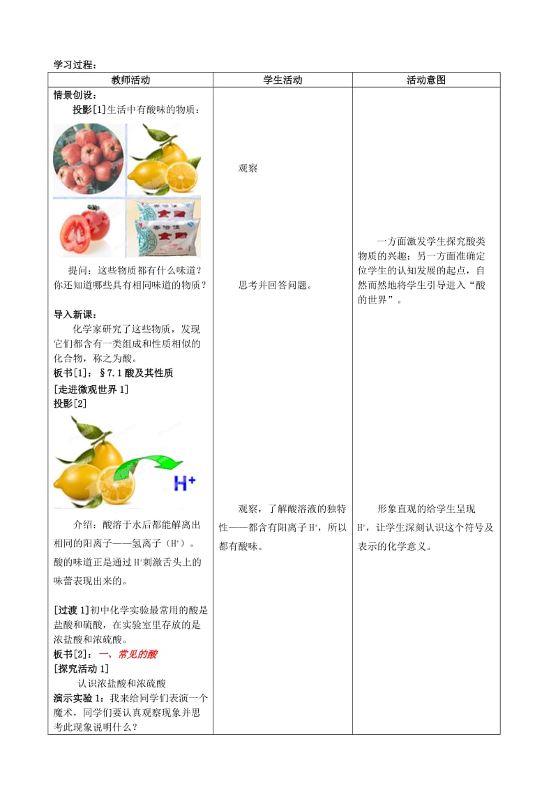 2019-2020年九年级化学全册 第七单元 第一节《酸及其性质》（第1课时）学案 鲁教版.doc_第2页