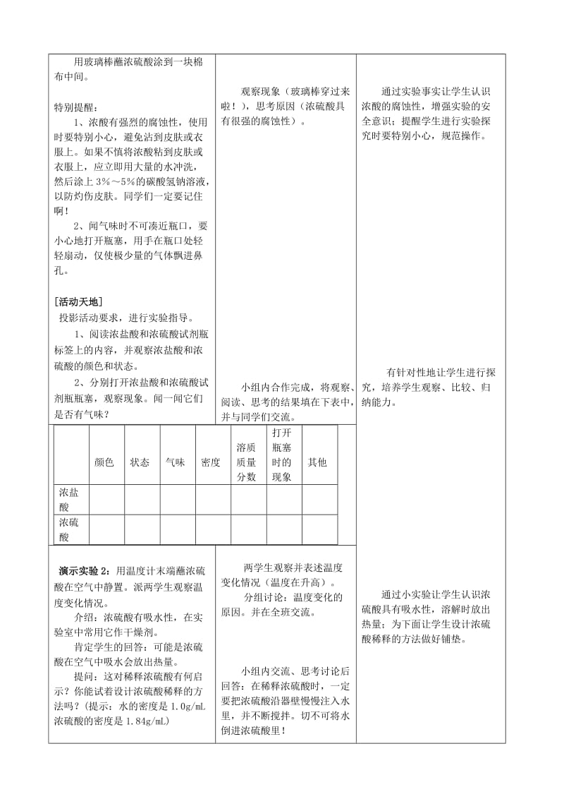 2019-2020年九年级化学全册 第七单元 第一节《酸及其性质》（第1课时）学案 鲁教版.doc_第3页