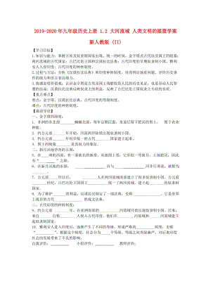 2019-2020年九年級歷史上冊 1.2 大河流域 人類文明的搖籃學(xué)案 新人教版 (II).doc