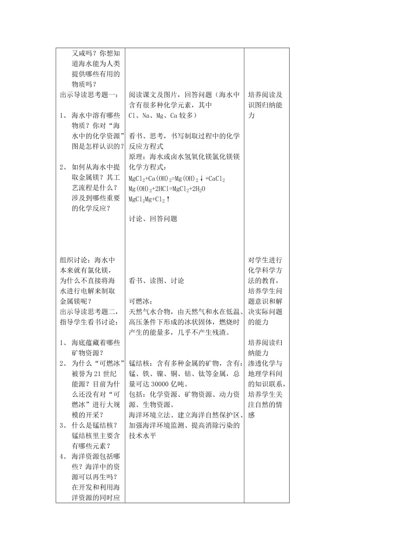 2019-2020年九年级化学 6.1《海洋化学资源》教案 鲁教版.doc_第2页