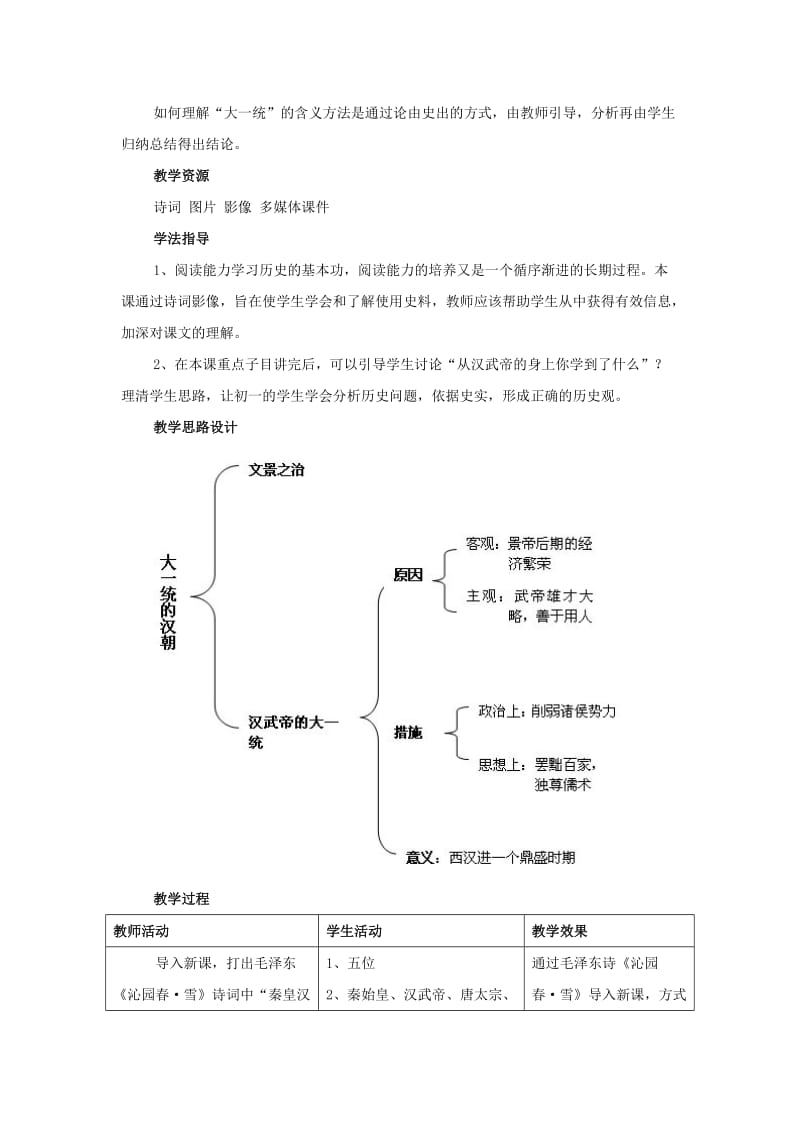 2019-2020年七年级历史上册 3.14《大一统的汉朝》教案 冀教版.doc_第2页