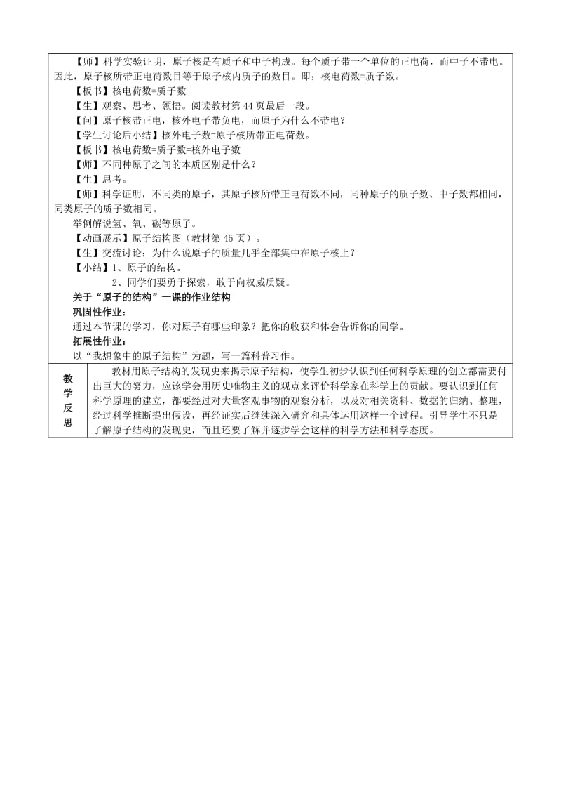 2019-2020年九年级化学《原子的结构》教学设计.doc_第2页