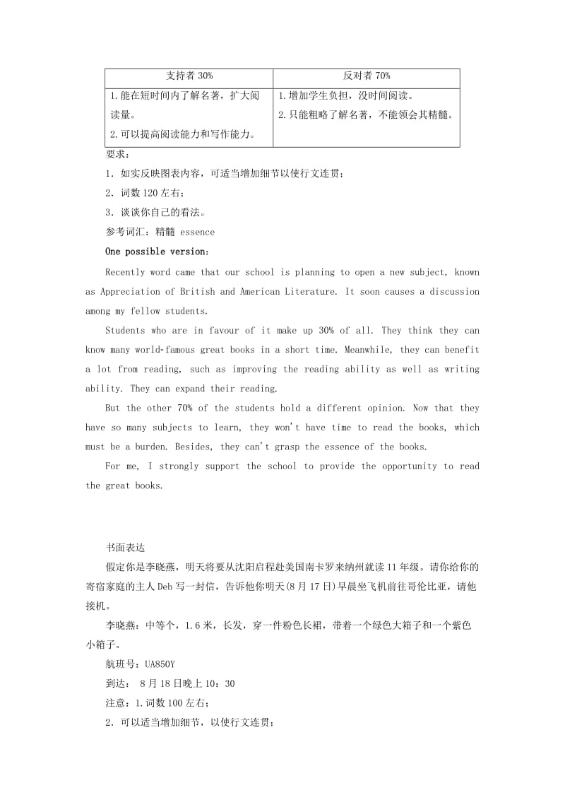 2019-2020年高考英语二轮专题复习精练 书面表达（4）.doc_第2页