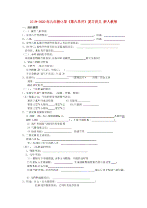 2019-2020年九年級化學《第六單元》復習講義 新人教版.doc