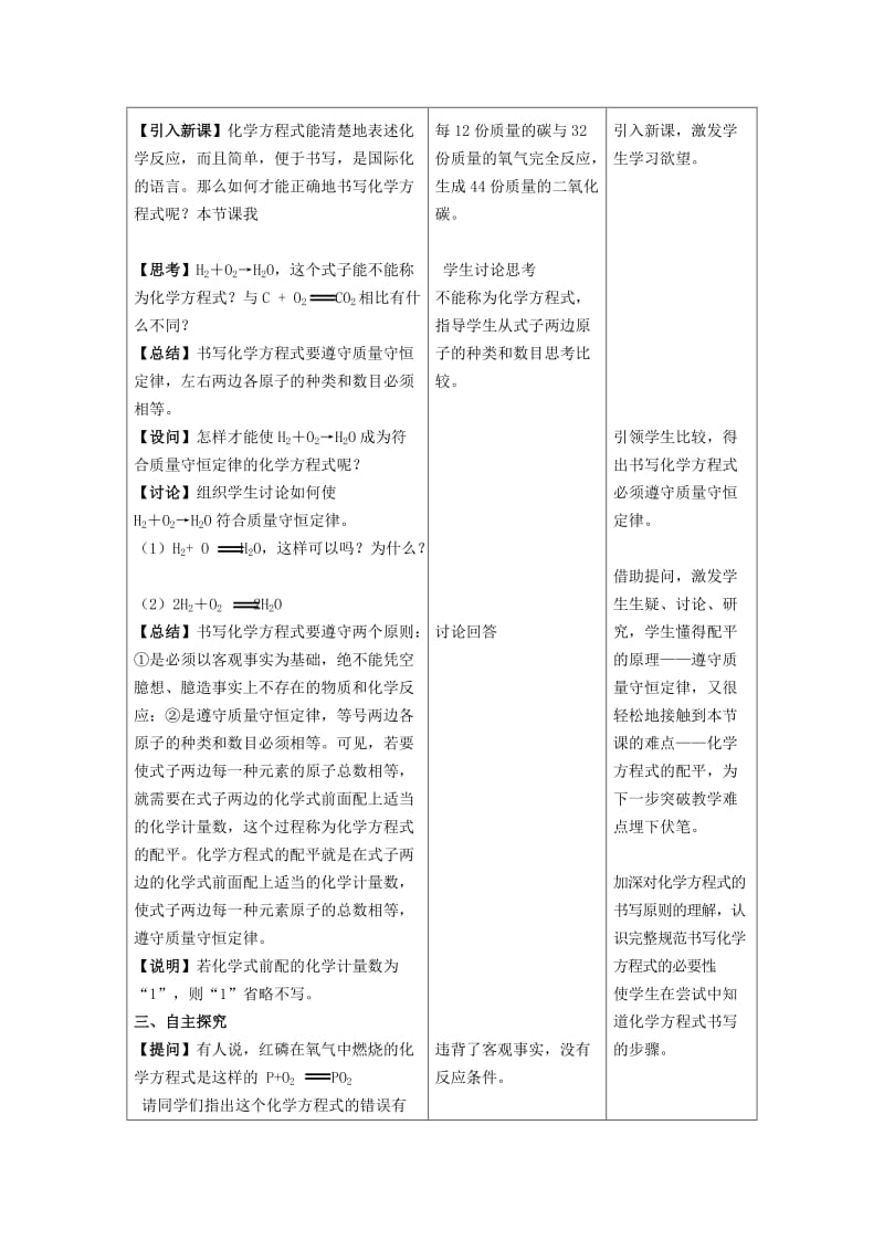 2019-2020年九年级化学上册 第5单元 化学方程式 课题2 如何正确书写化学方程式教案 （新版）新人教版.doc_第2页