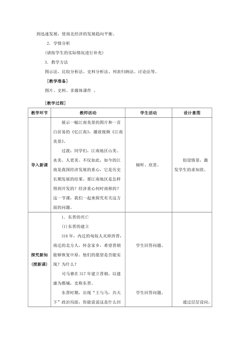 2019-2020年七年级历史上册 第18课 东晋南北朝时期江南地区的开发教学设计 新人教版.doc_第2页