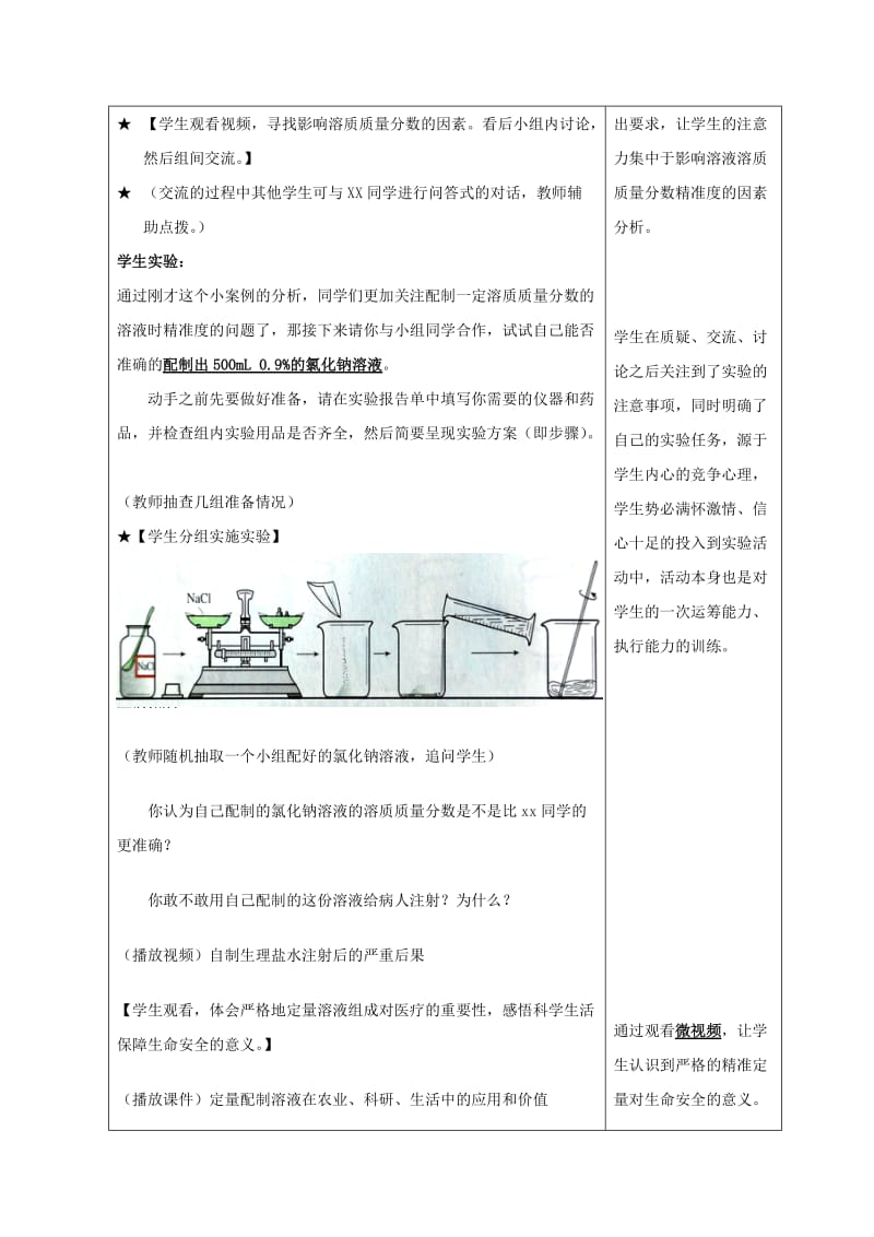 2019-2020年九年级化学上册 第一单元《到实验室去 配置一定溶质质量分数的溶液》教学设计 （新版）鲁教版.doc_第2页