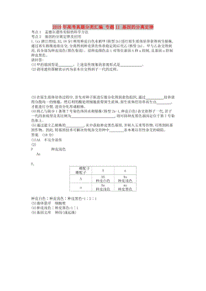 2019年高考真題分類匯編 專題11 基因的分離定律.doc