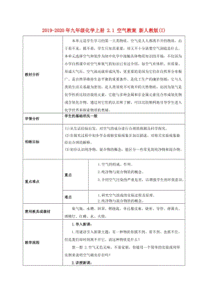 2019-2020年九年級化學(xué)上冊 2.1 空氣教案 新人教版(I).doc