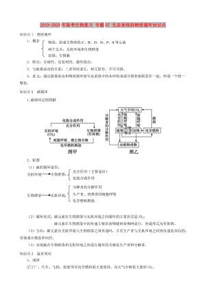 2019-2020年高考生物復(fù)習(xí) 專(zhuān)題07 生態(tài)系統(tǒng)的物質(zhì)循環(huán)知識(shí)點(diǎn).doc