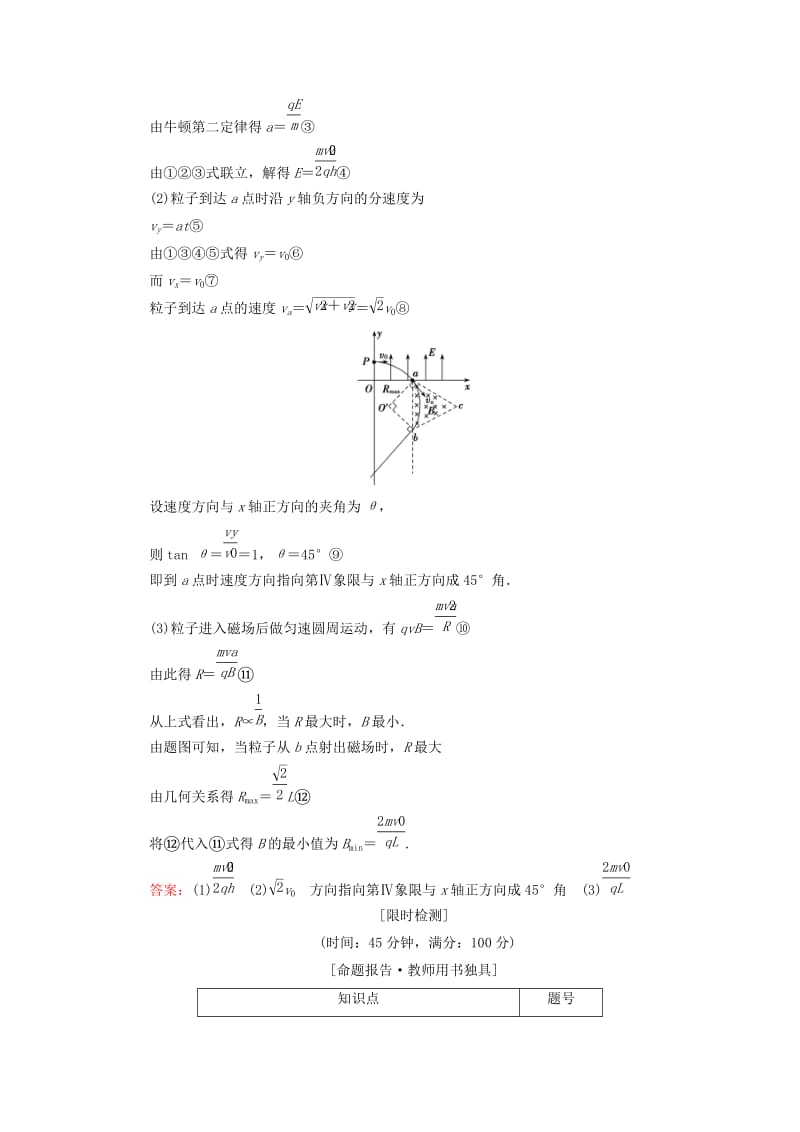 2019-2020年高考物理一轮复习 9.3带电粒子在复合场中的运动知能检测.doc_第3页