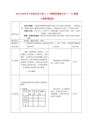 2019-2020年七年級(jí)歷史下冊(cè) 1.7《輝煌的隋唐文化（一）》教案 人教新課標(biāo)版.doc