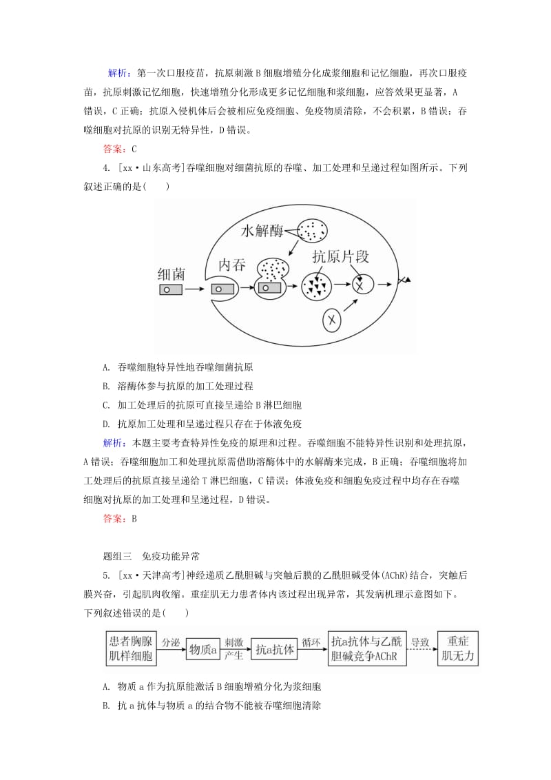 2019-2020年高考生物一轮总复习 8.2.9免疫调节随堂高考分组集训（含解析）.doc_第2页