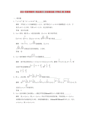 2019年高考數(shù)學一輪總復習 方法強化練 不等式 理 蘇教版.doc