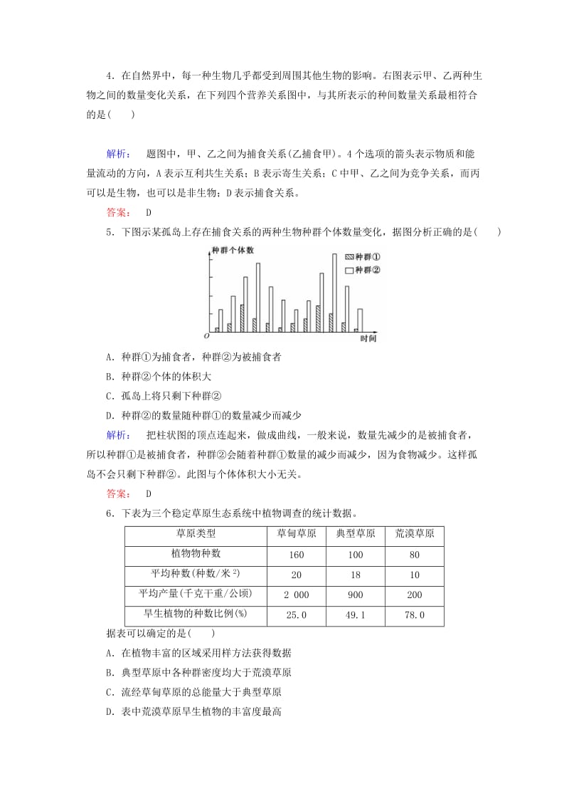 2019年高中生物 第4章 第3节 群落的结构配套练习 新人教版必修3.doc_第2页