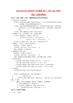 2019-2020年九年級化學(xué) 考點梳理 第十一單元《鹽 化肥》教案 人教新課標版.doc