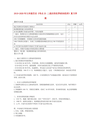 2019-2020年九年級歷史《考點23 二戰(zhàn)后的世界政治經(jīng)濟》復(fù)習(xí)學(xué)案.doc