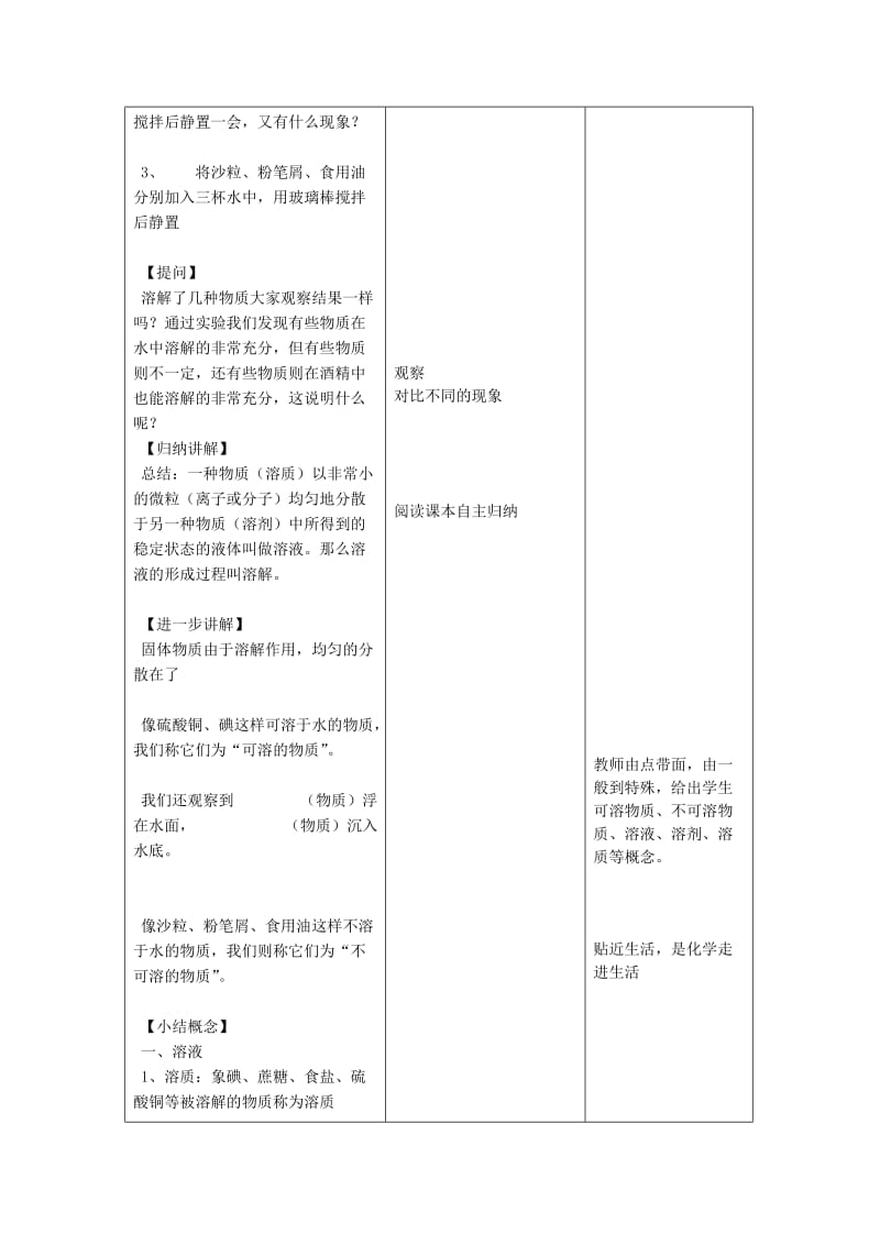 2019-2020年九年级化学全册 第三单元 第一节 溶液的形成第一课时学案 鲁教版.doc_第2页