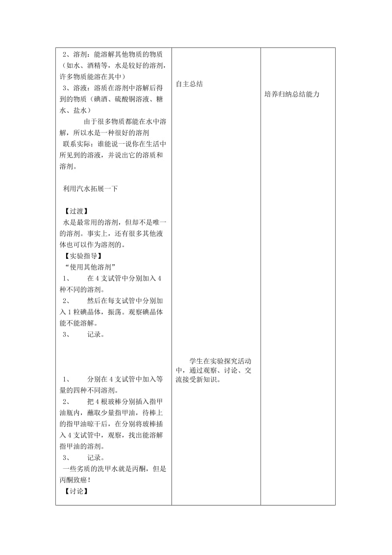 2019-2020年九年级化学全册 第三单元 第一节 溶液的形成第一课时学案 鲁教版.doc_第3页