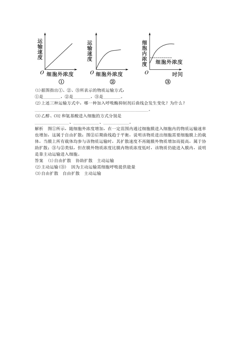 2019年高中生物 4.3 细胞的物质输入与输出随堂巩固训练 新人教版必修1.doc_第2页