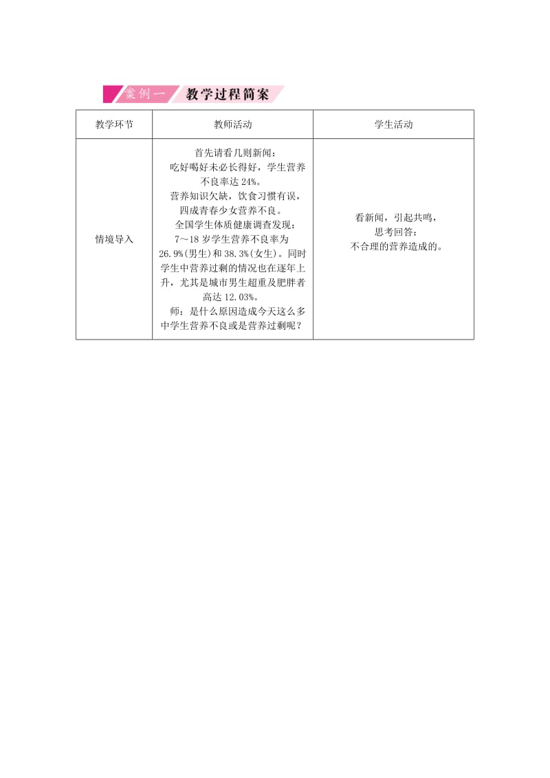 2019-2020年七年级生物下册第四单元第二章第三节合理营养与食品安全授课典案新版新人教版.doc_第2页