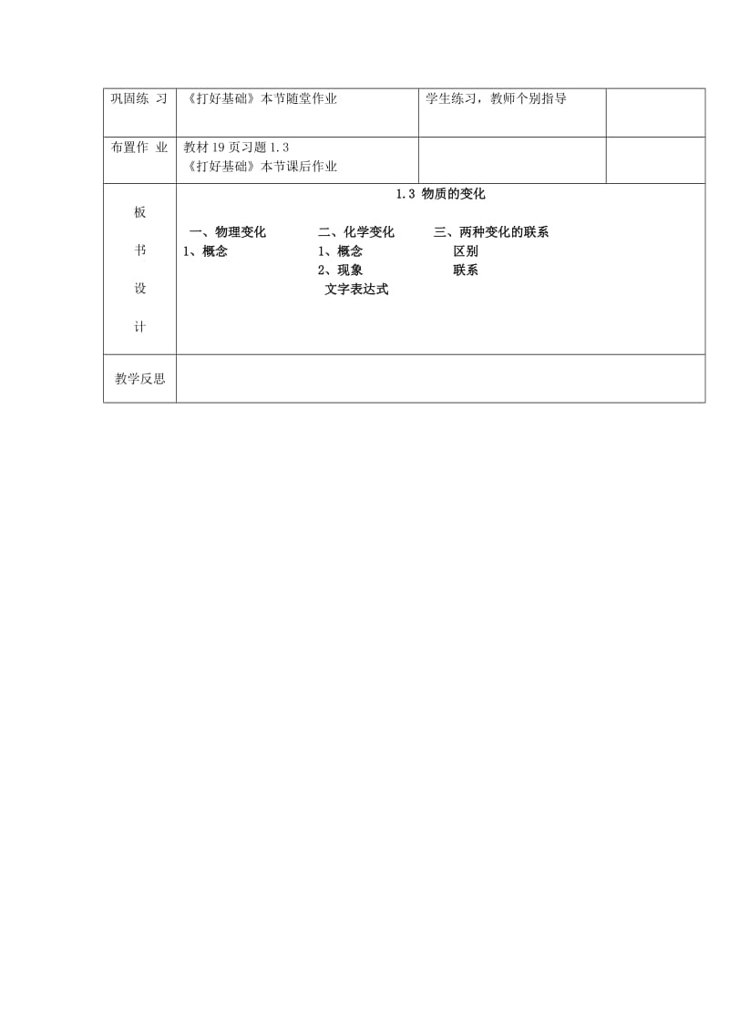 2019-2020年九年级化学上册《第一章 大家都来学化学》1.3 物质的变化教案 粤教版.doc_第3页