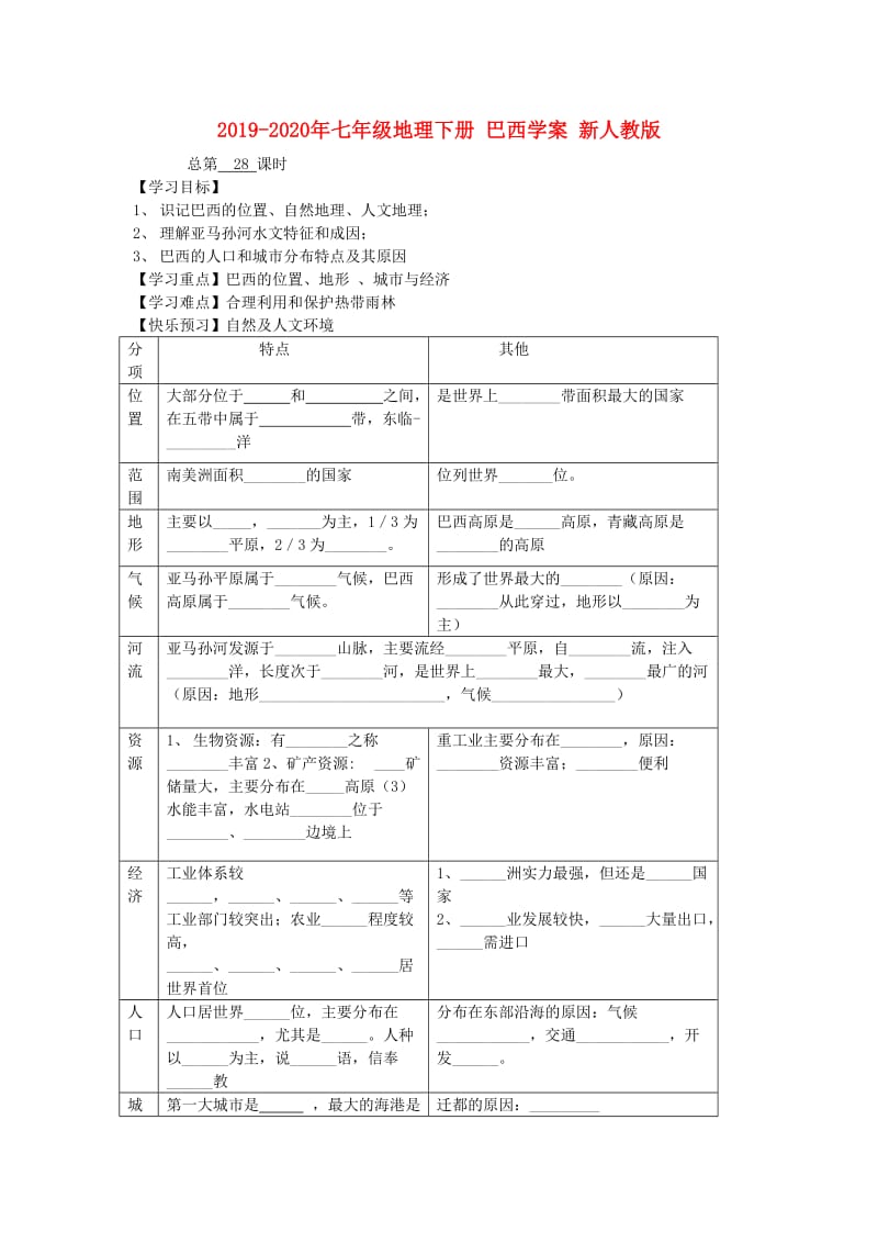 2019-2020年七年级地理下册 巴西学案 新人教版.doc_第1页