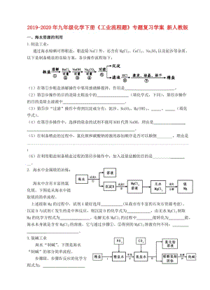 2019-2020年九年級化學(xué)下冊《工業(yè)流程題》專題復(fù)習(xí)學(xué)案 新人教版.doc