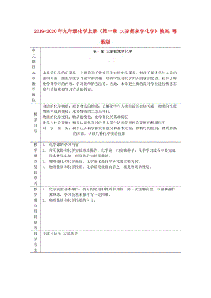 2019-2020年九年級(jí)化學(xué)上冊(cè)《第一章 大家都來學(xué)化學(xué)》教案 粵教版.doc