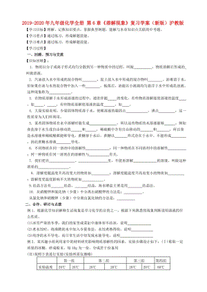 2019-2020年九年級化學全冊 第6章《溶解現(xiàn)象》復(fù)習學案（新版）滬教版.doc