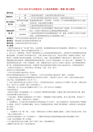 2019-2020年九年級歷史《土地改革教案》 教案 新人教版.doc