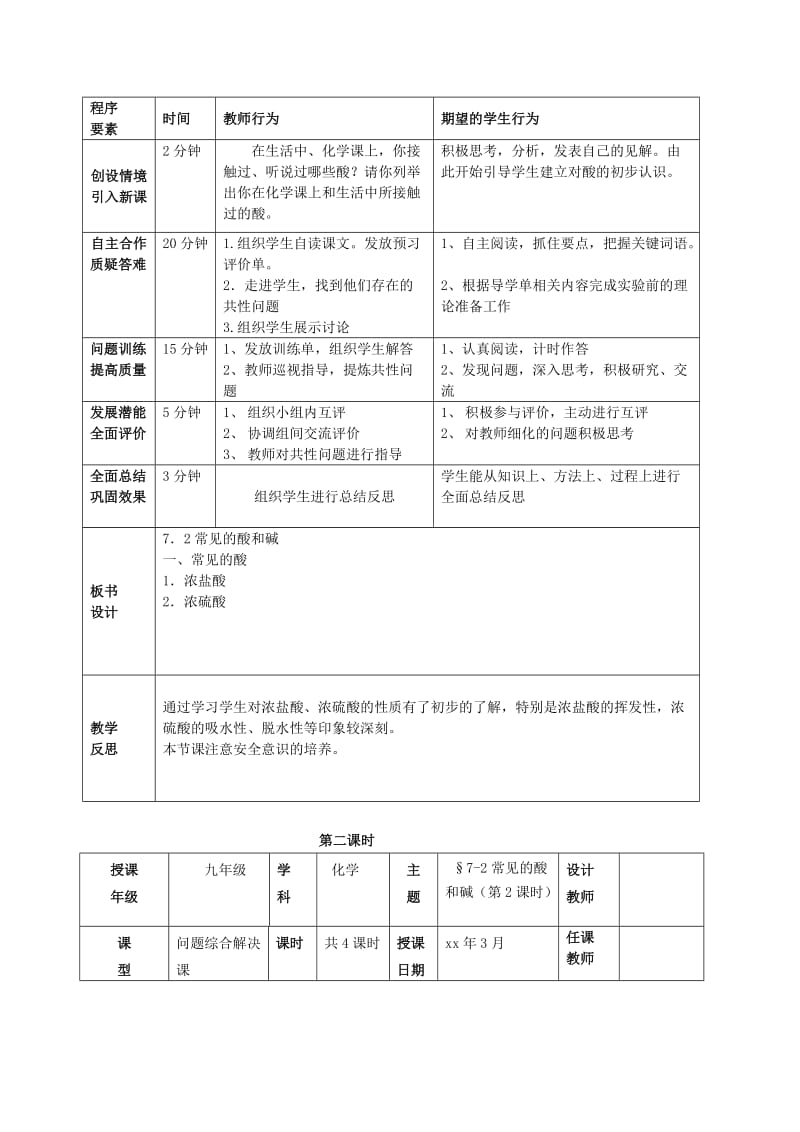 2019-2020年九年级化学全册 7.2 常见的酸和碱学案 （新版）沪教版.doc_第2页