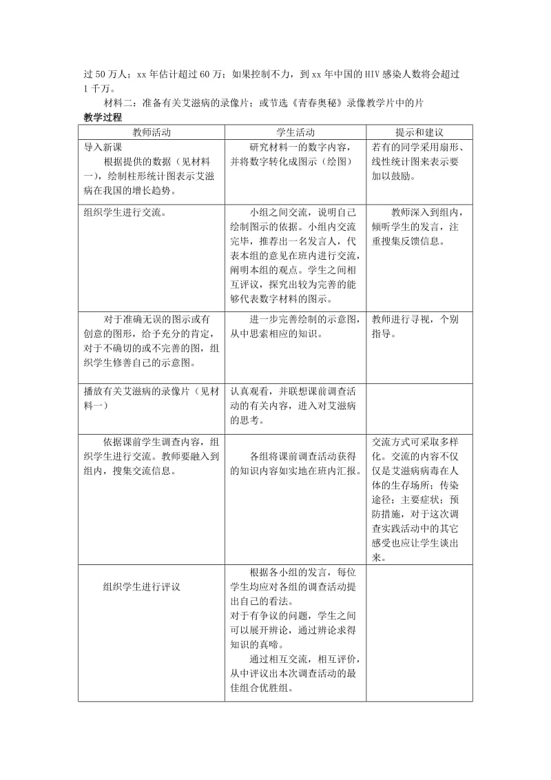 2019-2020年七年级生物下册 第六章《增强免疫 预防疾病》6.3 艾滋病的发生与流行教案 （新版）冀教版.doc_第2页