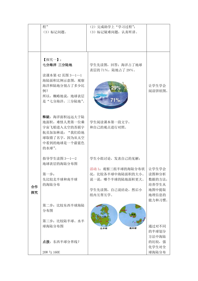 2019-2020年七年级地理上册 第三章 第一节 海陆分布（第1课时）教案 （新版）商务星球版.doc_第2页