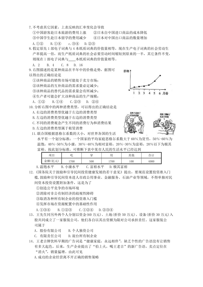 2019年高一上学期期末考试 政治试题 word版.doc_第2页