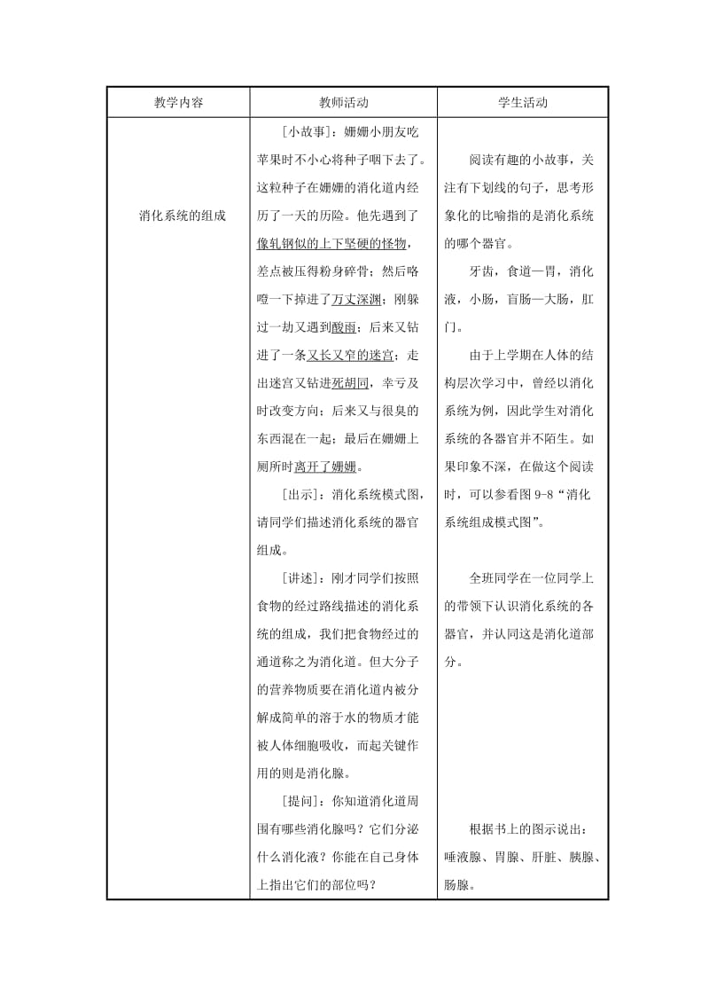 2019-2020年七年级生物下册 第4单元 生物圈中的人 第二节 人体的消化与吸收名师教案 苏教版.doc_第2页