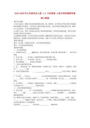 2019-2020年九年級(jí)歷史上冊(cè) 1.2 大河流域 人類文明的搖籃學(xué)案 新人教版.doc