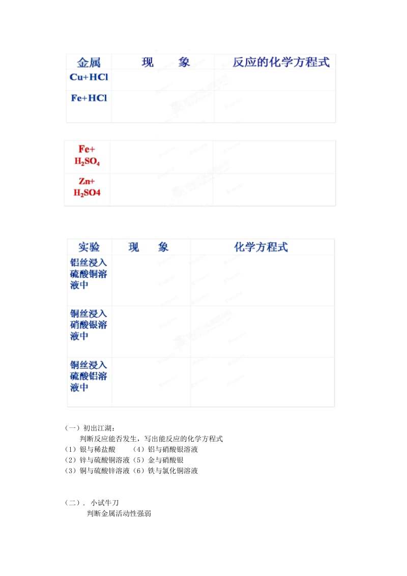 2019-2020年九年级化学下册《金属的化学性质》导学案 新人教版.doc_第2页