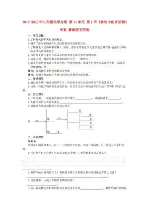 2019-2020年九年級(jí)化學(xué)全冊(cè) 第11單元 第1節(jié)《食物中的有機(jī)物》學(xué)案 魯教版五四制.doc