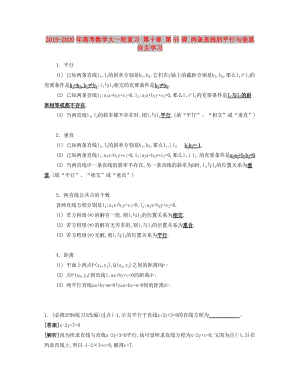 2019-2020年高考數(shù)學(xué)大一輪復(fù)習(xí) 第十章 第55課 兩條直線的平行與垂直自主學(xué)習(xí).doc