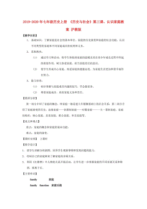 2019-2020年七年級(jí)歷史上冊(cè) 《歷史與社會(huì)》第三課、認(rèn)識(shí)家庭教案 滬教版.doc