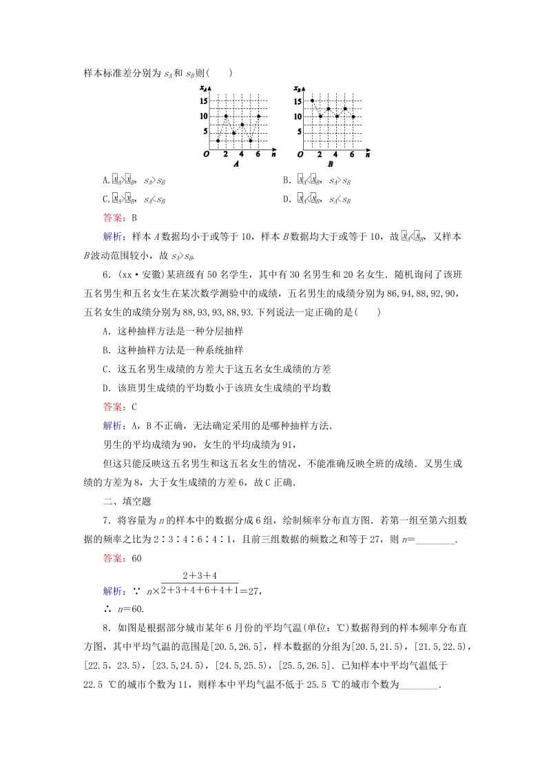 2019-2020年高考数学大一轮复习 第9章 第2节 用样本估计总体课时作业 理.doc_第3页