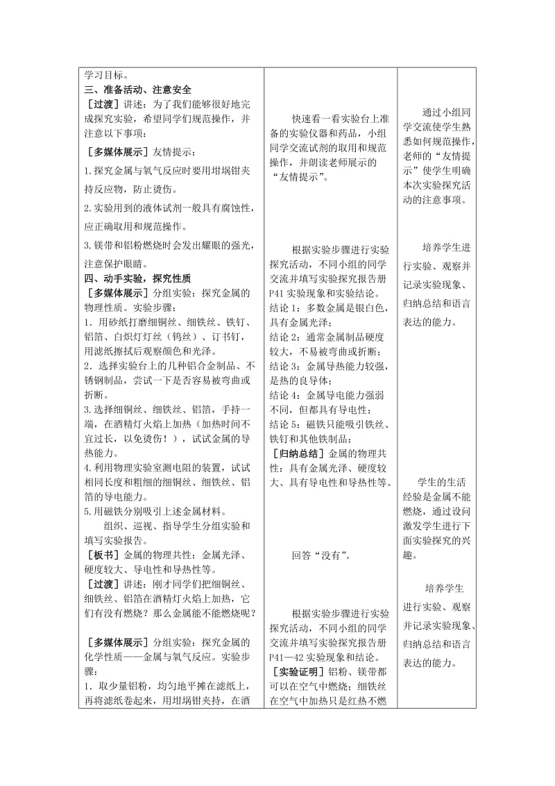 2019-2020年九年级化学全册 第九单元《到实验室中去：探究金属的性质》学案 鲁教版.doc_第2页